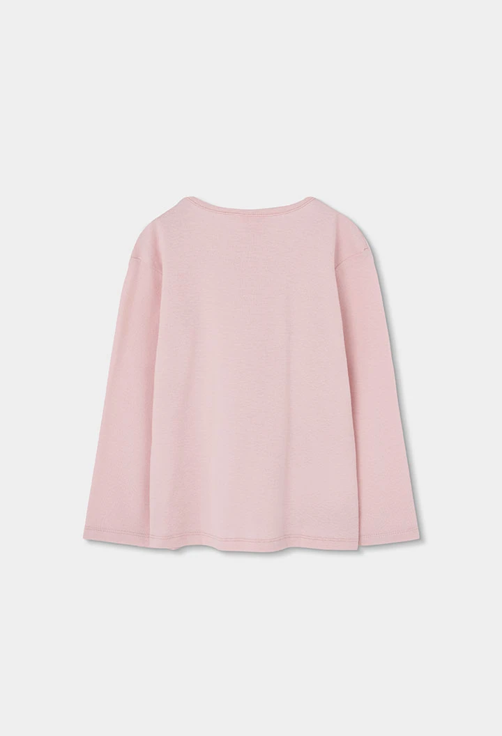 Pyjama en maille fille rose à rayures avec broderie