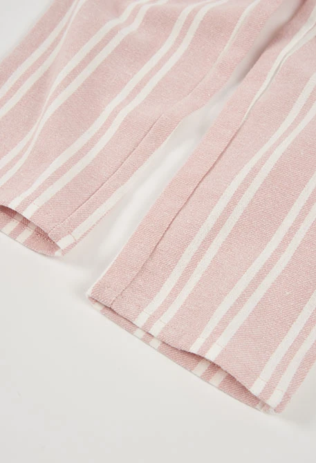 Gestreifter Strick-Schlafanzug für Mädchen in Rosa mit Stickerei