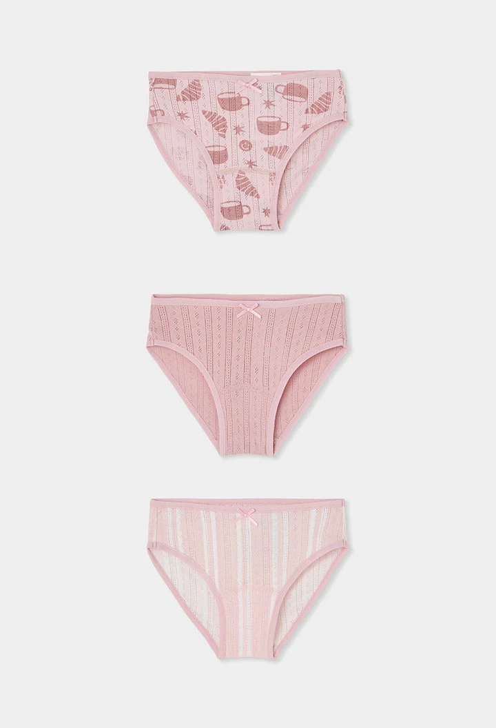 Pack 3 braguetes rosa estampat esmorzar