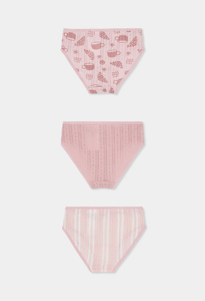Pack 3 Höschen rosa Frühstücksprint