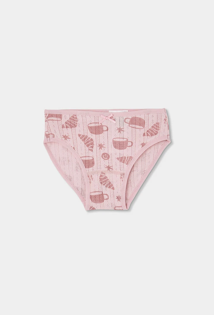 Pack of 3 pink breakfast print knickers