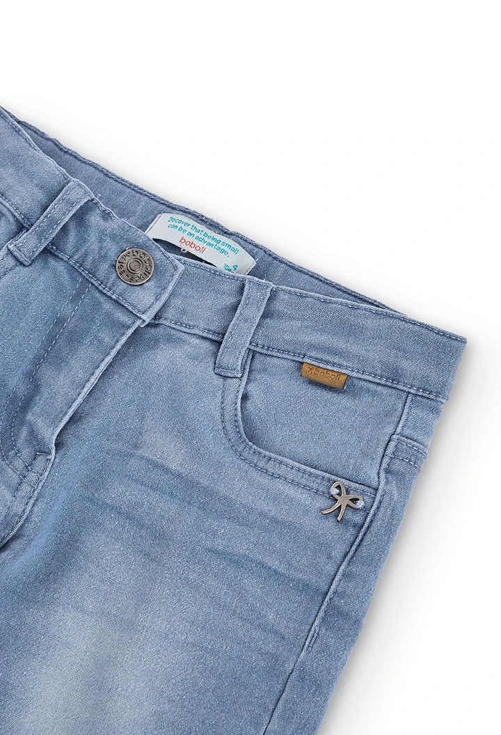 Calças denim elástica para menina