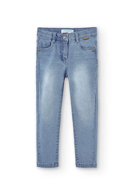 Calças denim elástica para menina