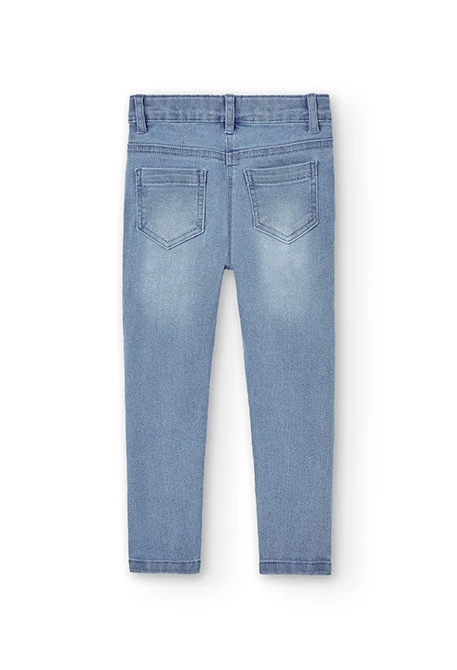 Calças denim elástica para menina