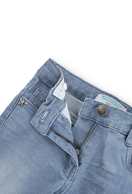 Calças denim elástica para menina