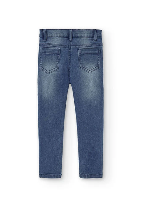 Calças denim elástica para menina