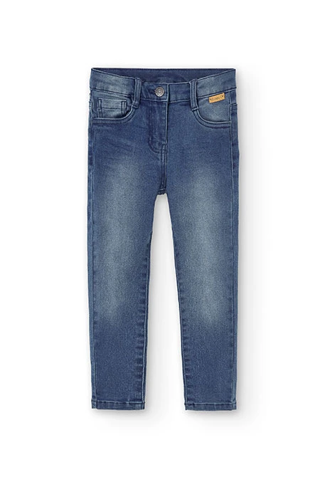Pantalón tejano elástico de niña en color azul