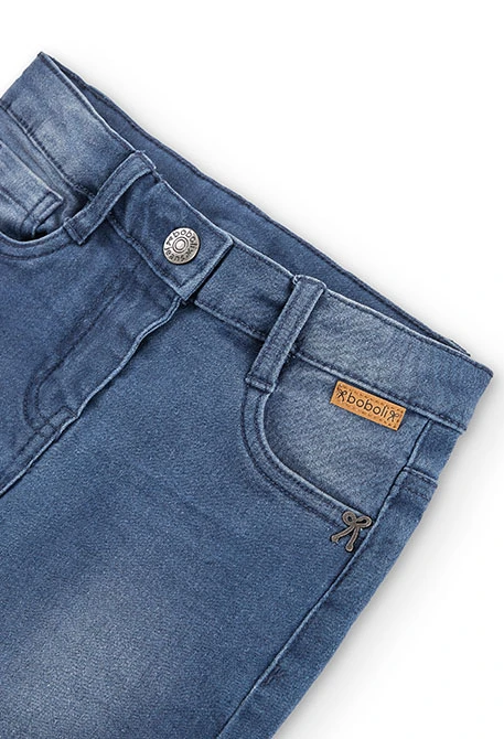 Calças denim elástica para menina