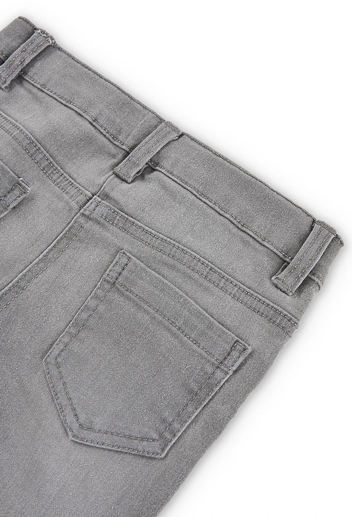 Pantaló denim elàstic de nena gris fosc