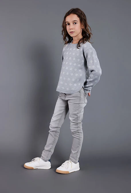 Calças denim elástica para menina
