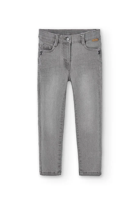 Calças denim elástica para menina