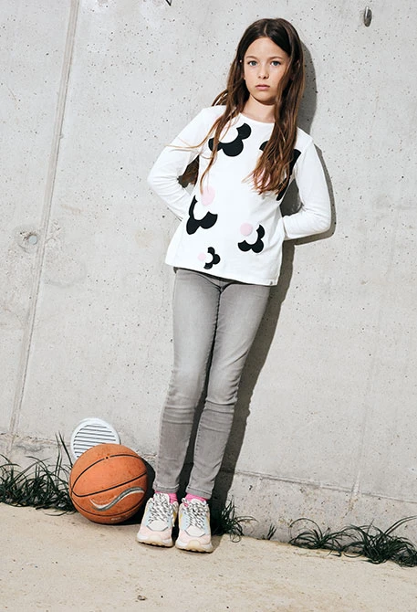 Denim stretch trousers for girl