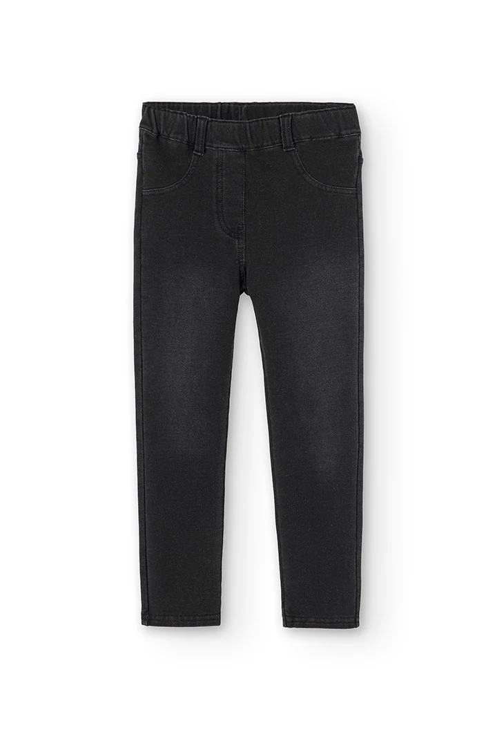 Pantalón de felpa elástica tejanera niña negro