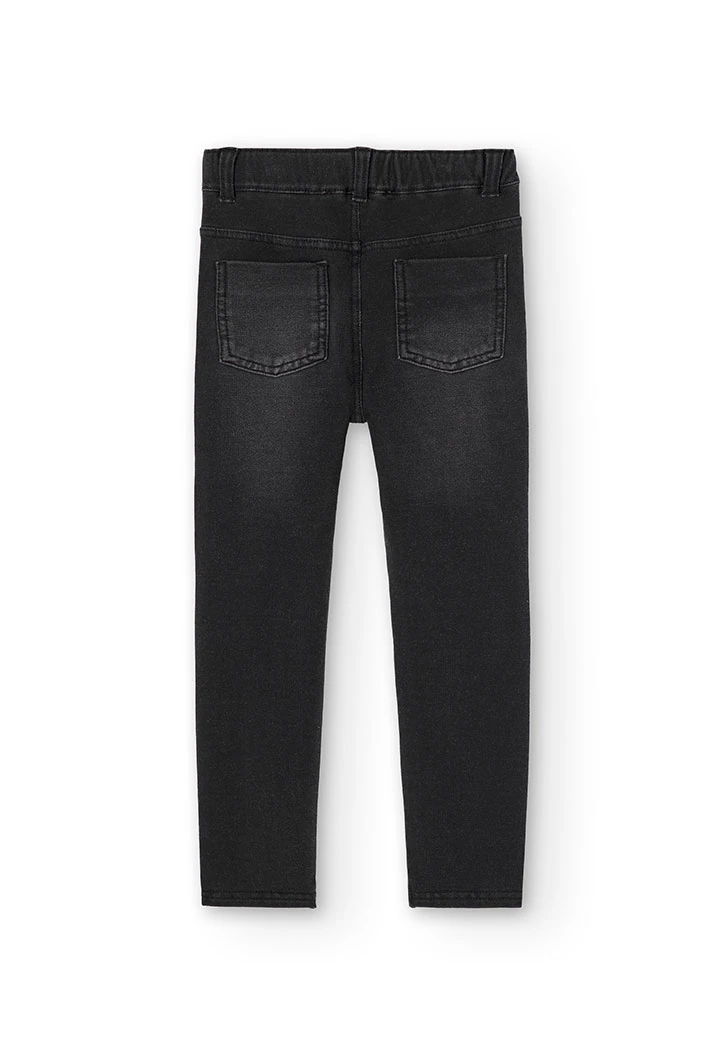 Pantalón de felpa elástica tejanera niña negro