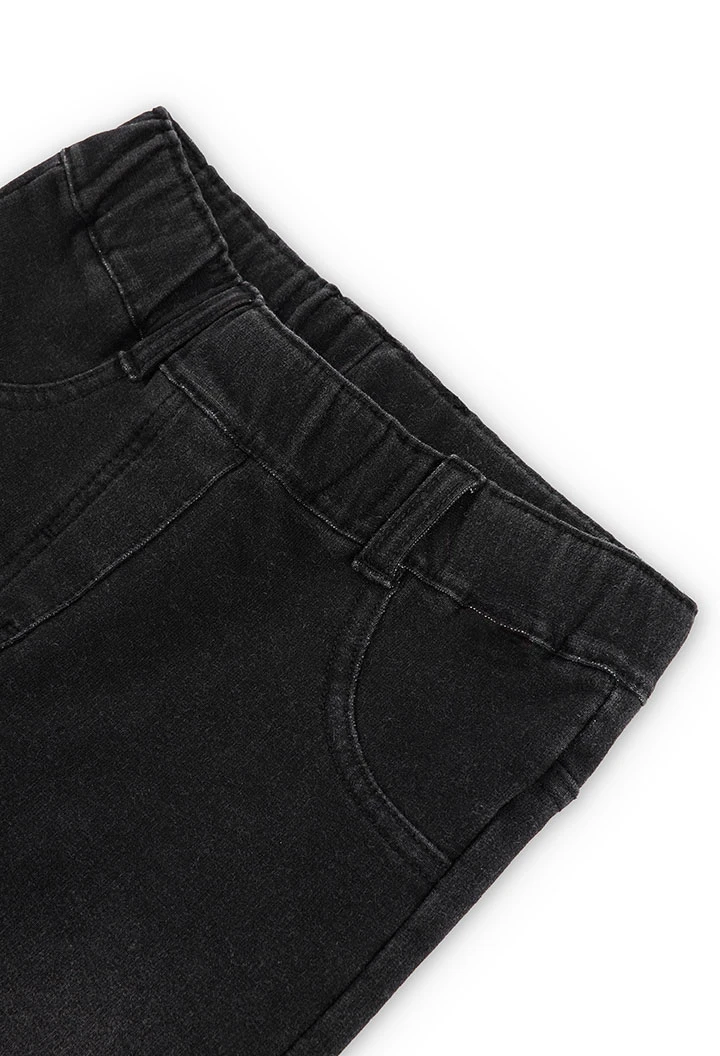 Pantalón de felpa elástica tejanera niña negro