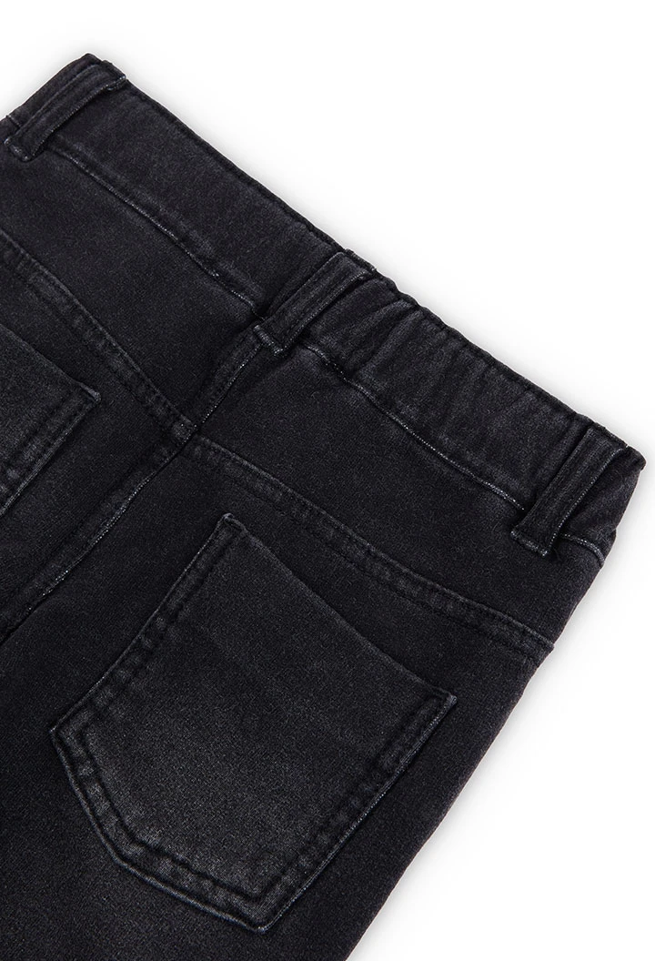 Pantalón de felpa elástica tejanera niña negro