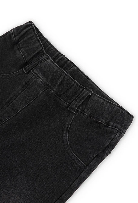 Pantalón de felpa elástica tejanera niña negro