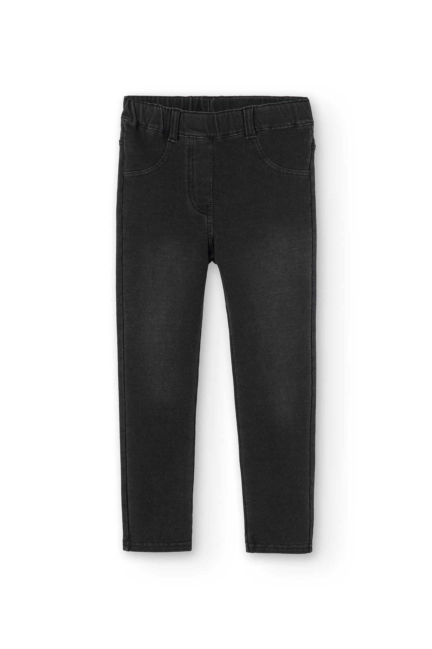 Pantalón de felpa elástica tejanera de niña negro