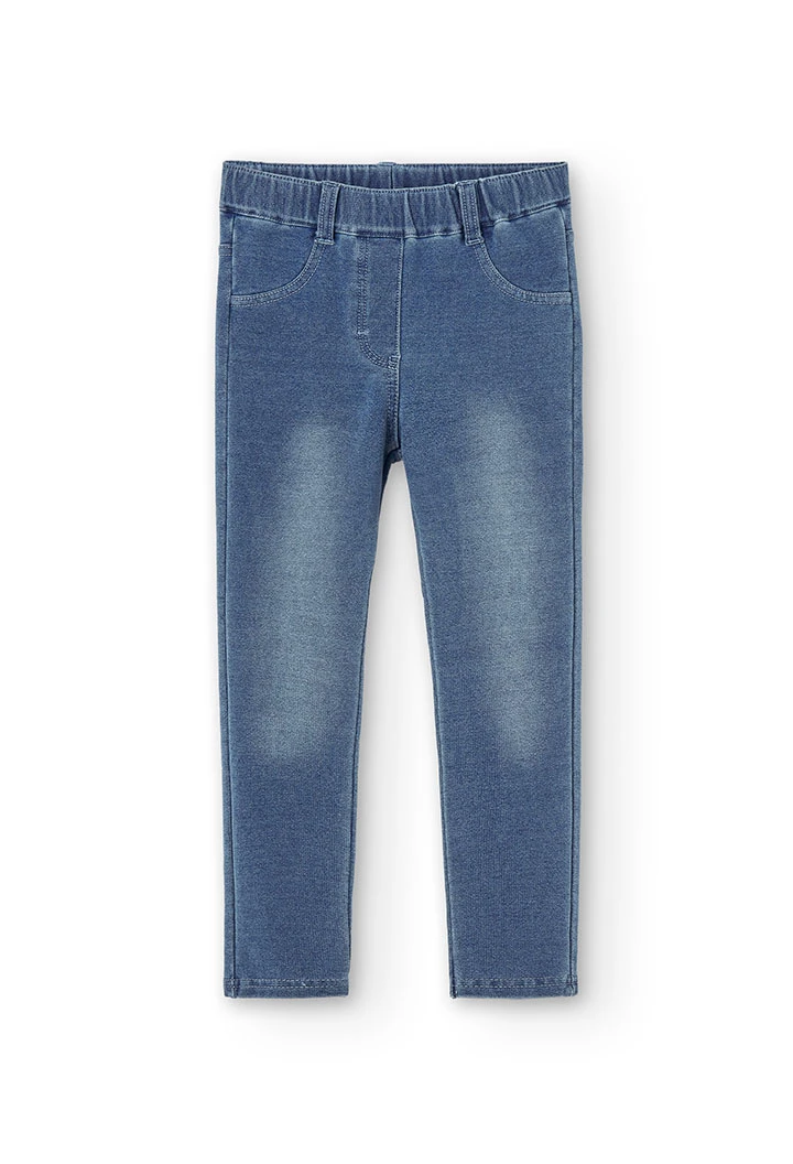 Fleece denim trousers for girl -BCI