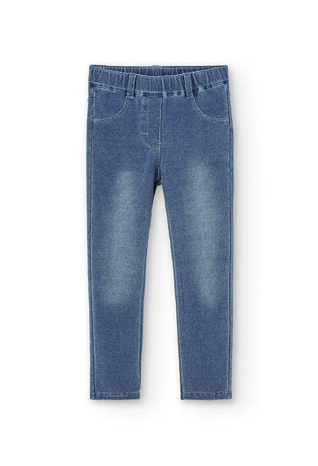 Calças felpa denim para menina