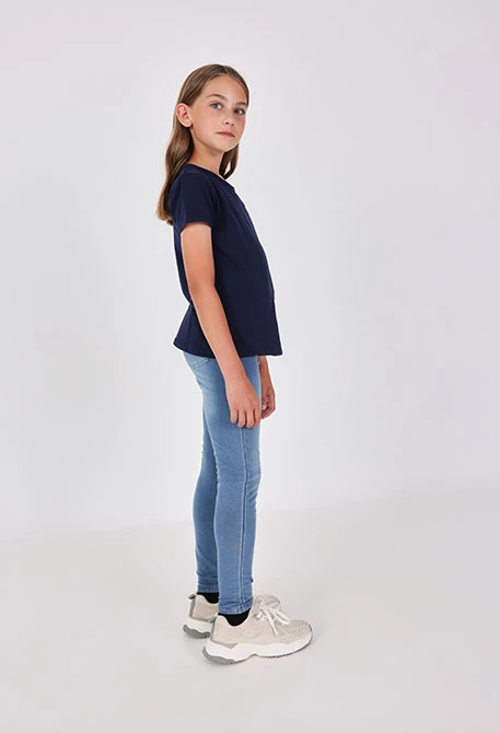 Pantalón felpa denim de niña bleach