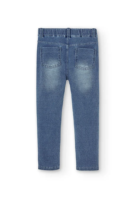 Pantalón felpa denim de niña bleach