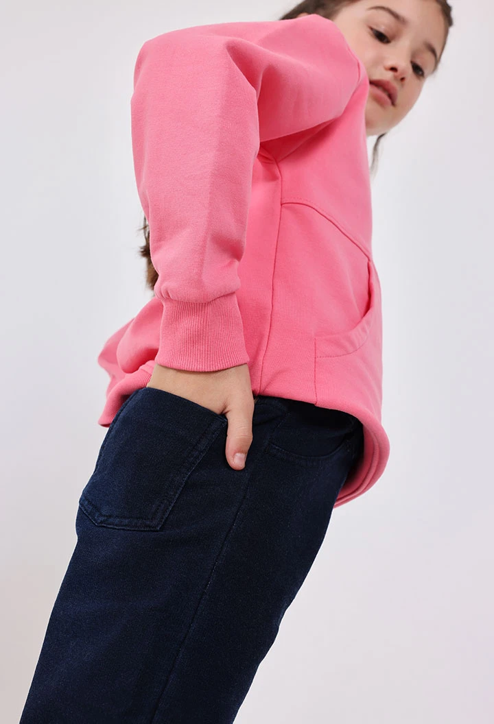 Pantalon en molleton denim bleu foncé fille