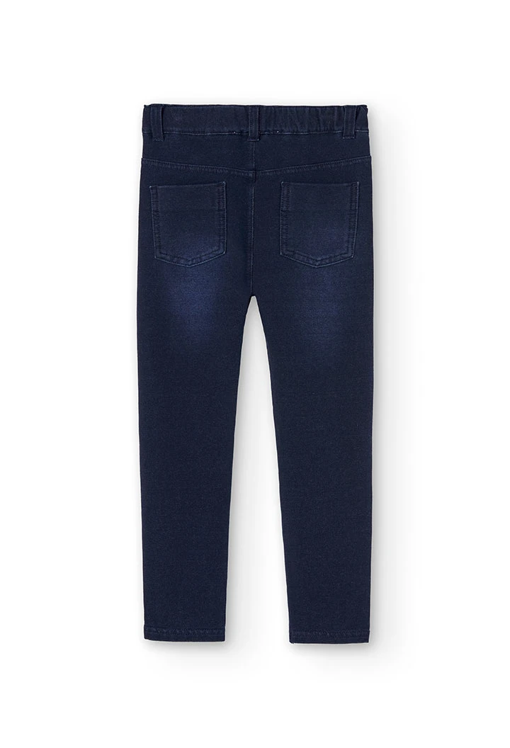 Pantaloni in felpa denim da bambina blu scuro