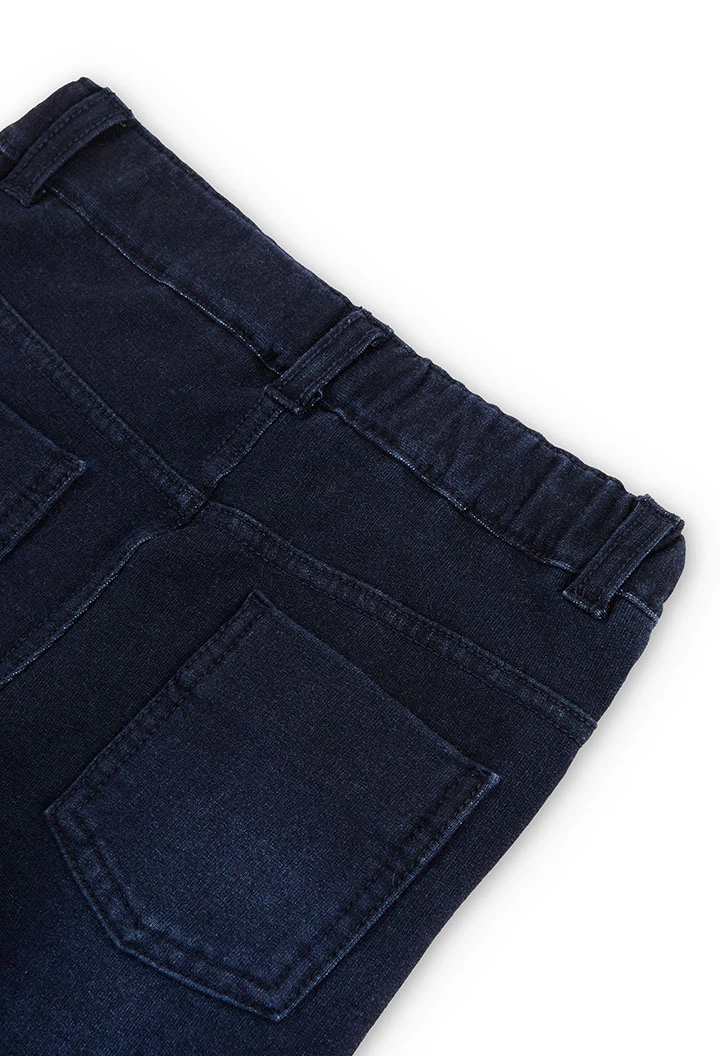 Pantalón felpa denim de niña azul oscuro