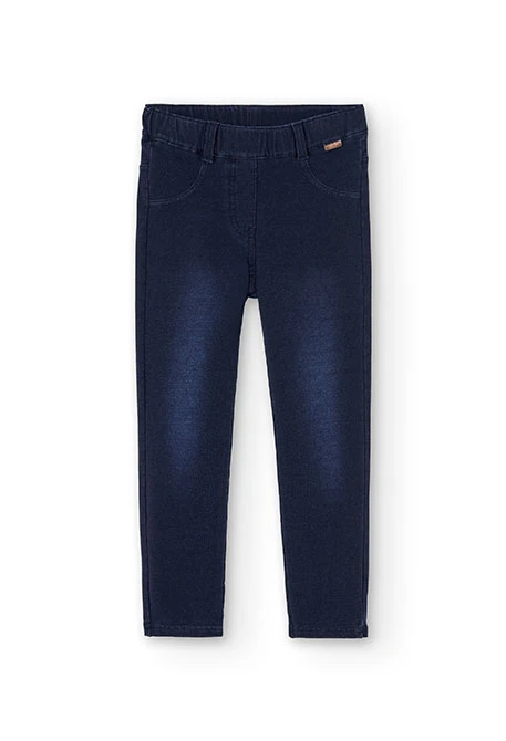 Pantalón felpa denim de niña azul oscuro