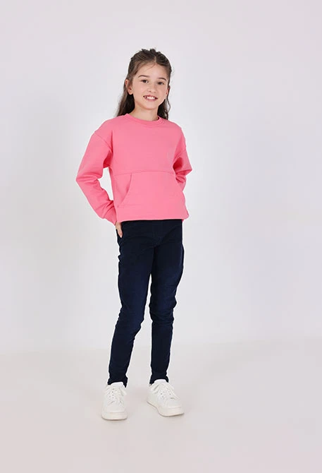 Pantalón felpa denim de niña azul oscuro