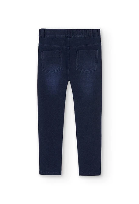 Pantalón felpa denim de niña azul oscuro