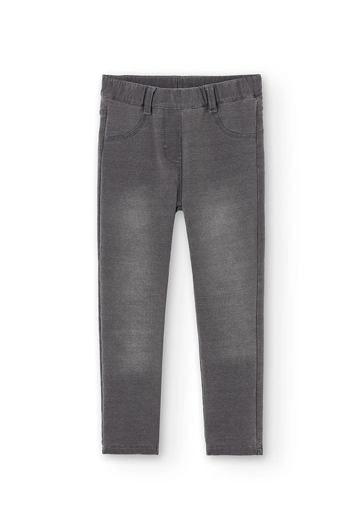 Pantaloni elasticizzati felpa denim grigio bambina