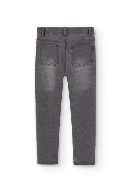 Pantalon en molleton stretch denim gris fille