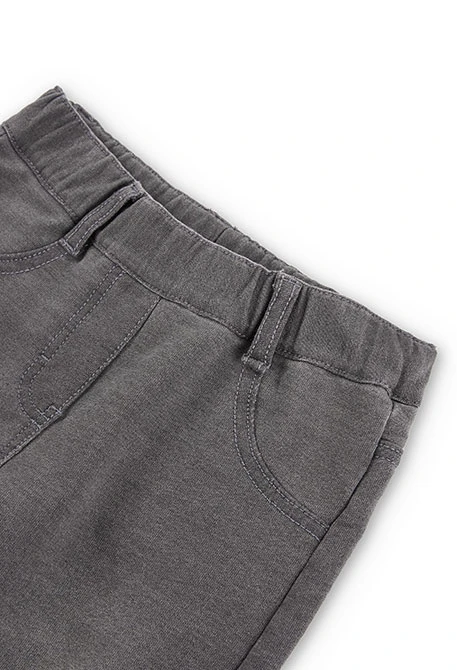 Pantaloni elasticizzati felpa denim grigio bambina