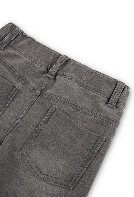 Grey stretch denim sweatpants for girls