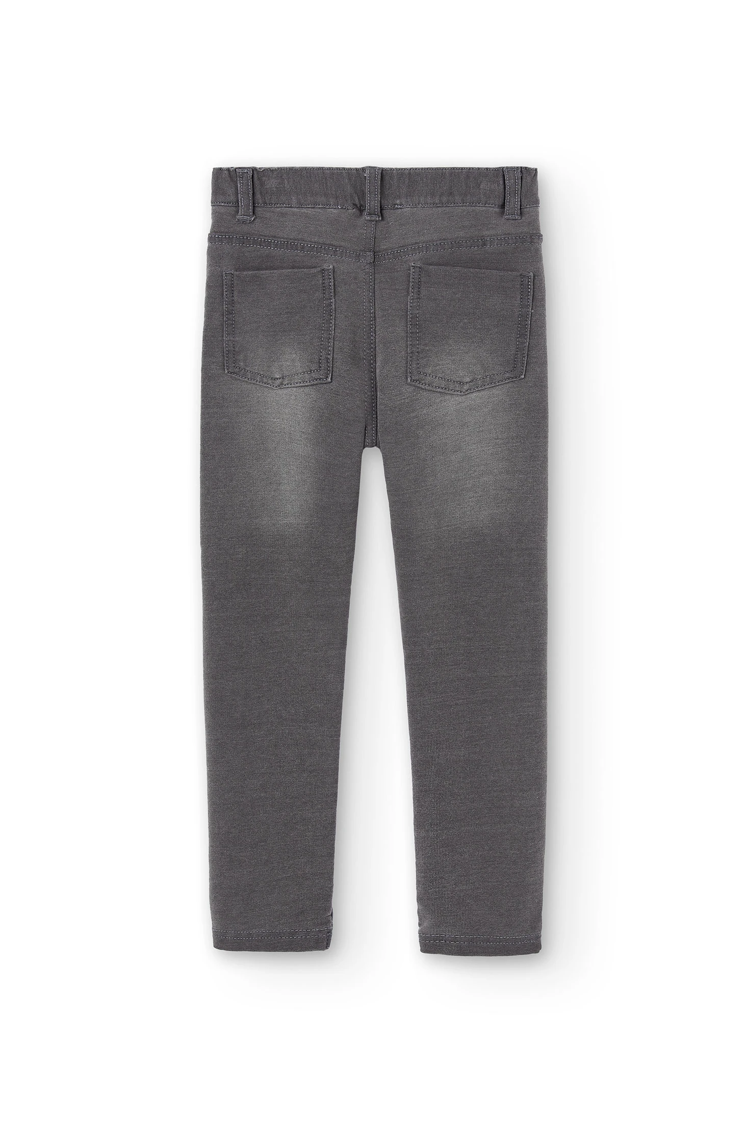 Pantalón de felpa elástica tejanera de niña en color gris