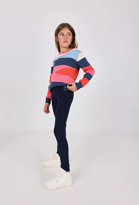 Leggings de punto elástico de niña en color marino