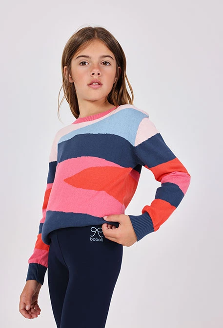 Leggings de punto elástico de niña en color marino