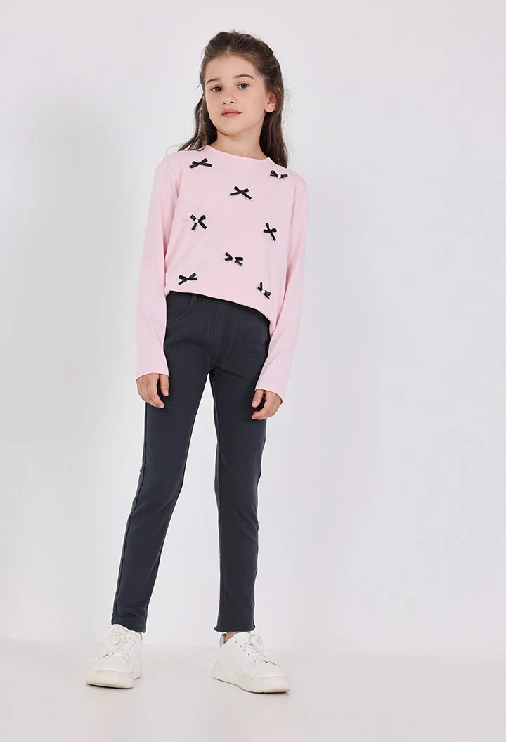 Pantalón felpa elástica de niña