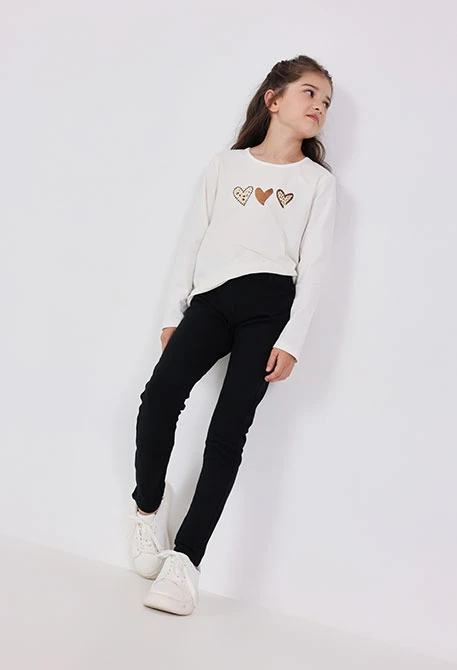 Pantalón felpa elástica perchada de niña