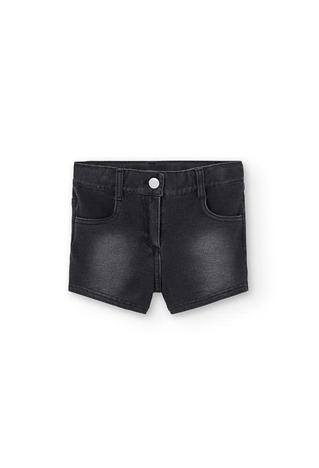 Fleece denim shorts for girl