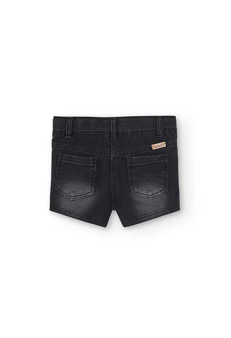 Short felpa denim de niña negre