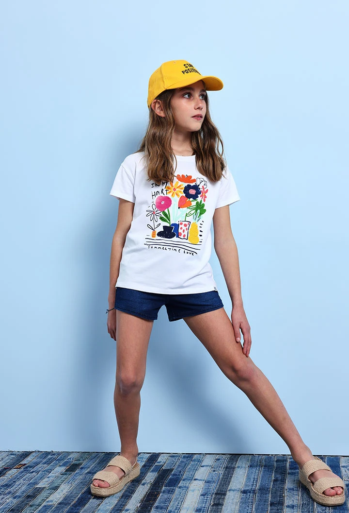 Short felpa denim de niña color azul