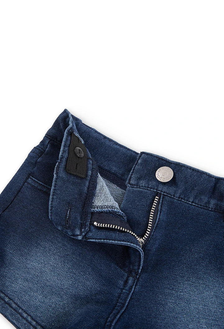 Short felpa denim de niña color azul