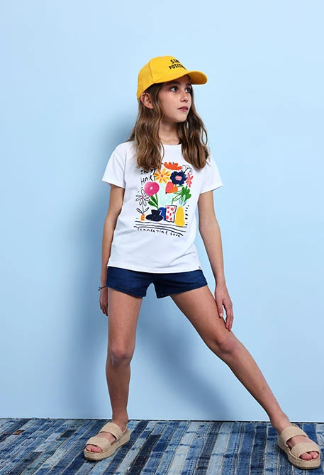Short felpa denim para menina