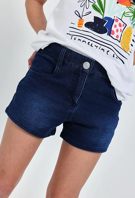 Short felpa denim de niña color azul