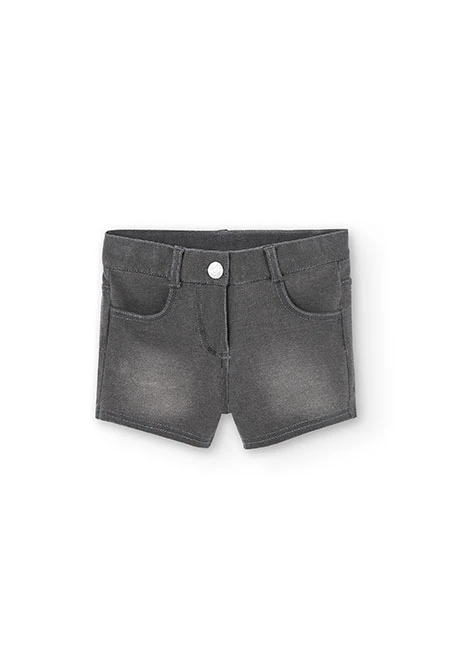 Short felpa denim elástica de niña gris