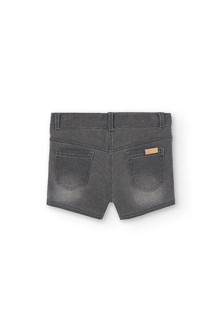 Short felpa denim elástica de niña gris