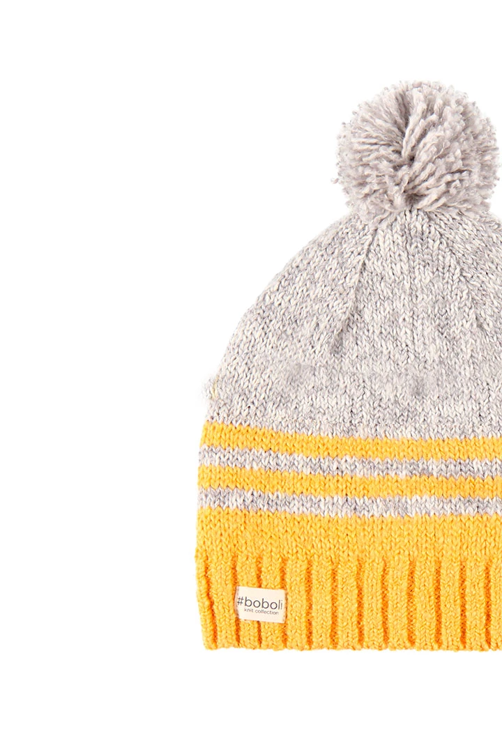 Bonnet tricoté à rayures pour fille